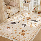 DUKINO 5x7 Rug for Living Room, Lightweight Animal Dog Print Washable Area Rug - Image 3