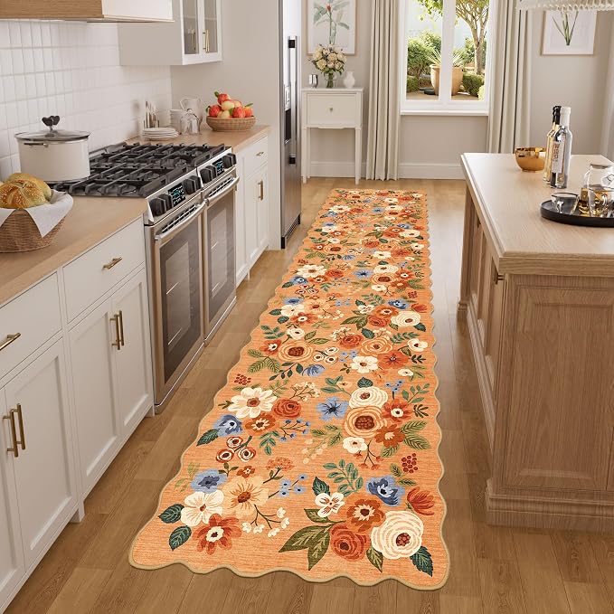 DUKINO 2x8 Washable Runner Rug, Lightweight Soft Floral Hallway Rug Runner by DUKINO