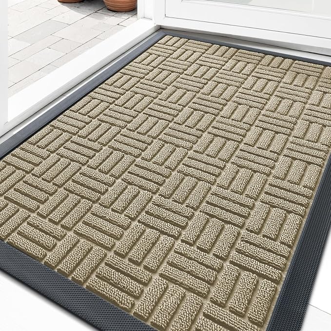 OLANLY Front Door Mat Outside Entrance 29.5x17, Heavy Duty Sturdy Natural by OLANLY