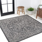 JONATHAN Y Boho Medallion Indoor Outdoor Square Area Rug 4X4 Black/Gray - Image 3