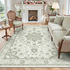 Madane 6x9 Area Rugs for Living Room, Machine Washable Vintage Green Rug by Madane