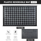 HUGEAR Outdoor Waterproof Rug 9'x12' Plastic Straw Rugs Washable Reversible - Image 2