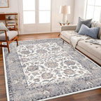 CHAMPLANT Washable Area Rug 5x7 Retro Boho Chic Medallion Distressed Design - Image 2