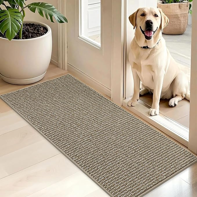 BEQHAUSE Dirt Trapper Door Mat 20" x 48", Non-Slip Washable Doormats Entrance by BEQHAUSE