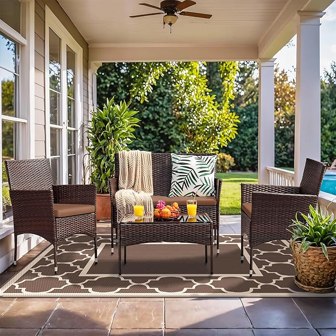 GENIMO 4 ' x 6 ' Outdoor Rug for Patio Clearance, Waterproof Indoor Outdoor - Image 2