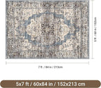 befbee 5x7 Area Rugs for Living Room, Stain Resistant Neutral Washable Rugs for - Image 2