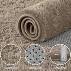 5x7 Area Rug for Living Room:Ultra Soft Fluffy Shag Grey Camel Rugs, Large - Image 6