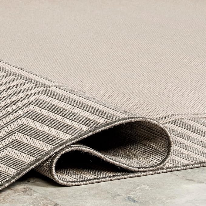 Nuloom Asha Light Grey/Ivory, Striped Border, Soft and Cozy, High Traffic - Image 5