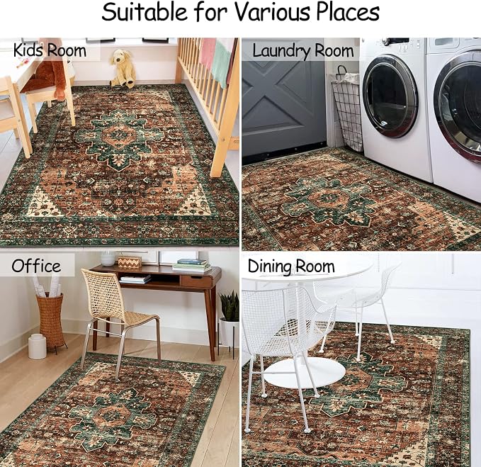 Moynesa Ultra-Thin Washable Vintage Area Rug - Image 7