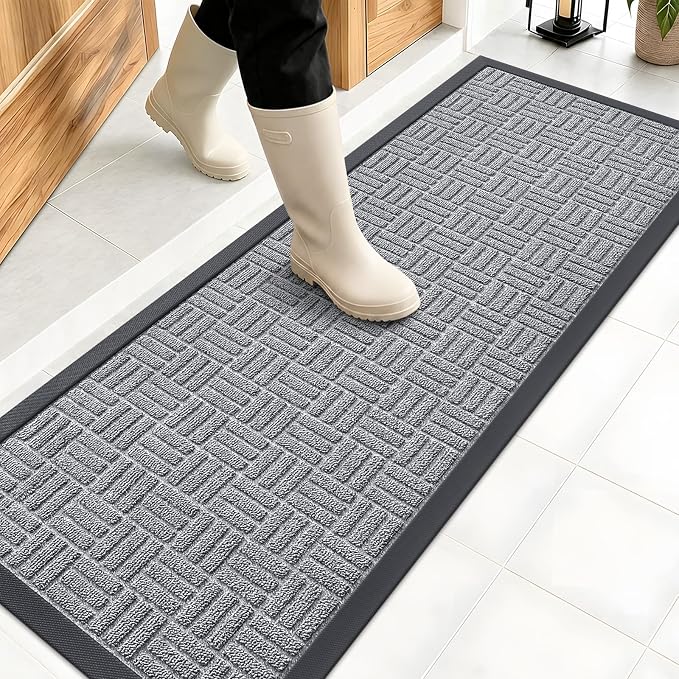 OLANLY Front Door Mat Outside Entrance 47x17, Heavy Duty Sturdy Natural Rubber by OLANLY