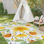 Lahome Floral Indoor Outdoor Rug, 5x8ft Non-Slip Outdoor Patio Rug - Image 6