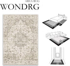 8x10 Washable Neutral Area Rug Taupe Vintage Living Room Bedroom Carpet - Image 2
