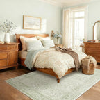 Sage Green Area Rug for Bedroom Neutral Boho Farmhouse Floral Distressed Design - Image 9