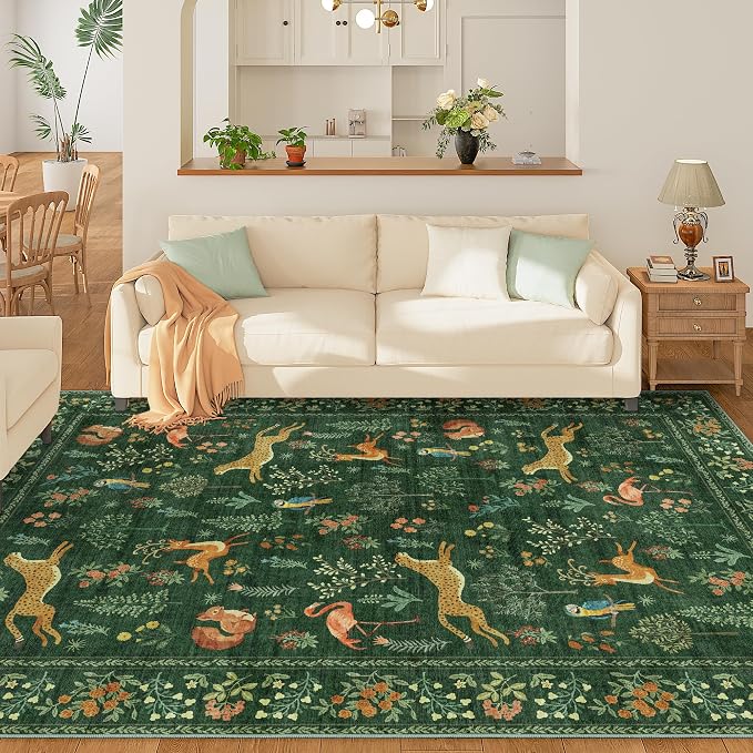 DUKINO 8x10 Rug, Washable Animal Living Room Rug - Image 3