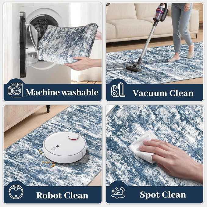 Runners for Hallways Ultra Non-Slip 2x4 Washable Kitchen Rug Abstract Tear and - Image 6
