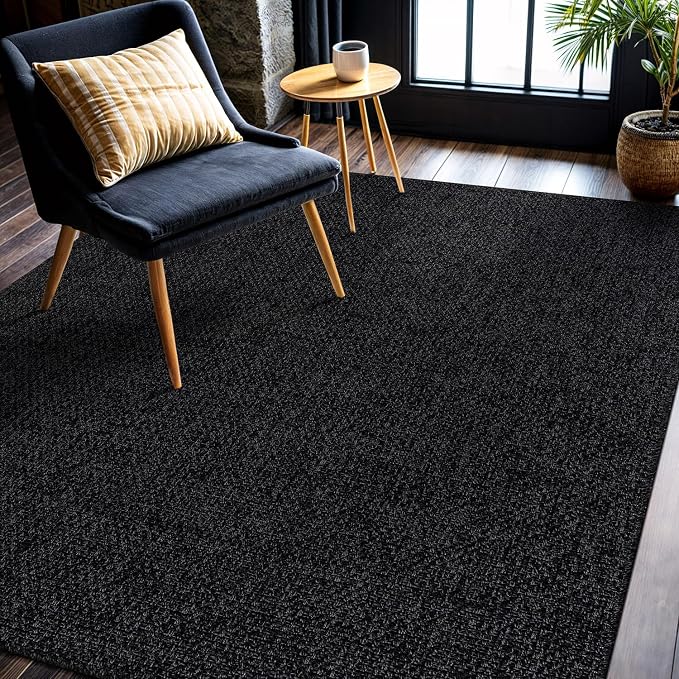 CAMILSON Easy Jute Rug 4x6, Indoor Outdoor Dark Gray Black Farmhouse Area Rugs - Image 7