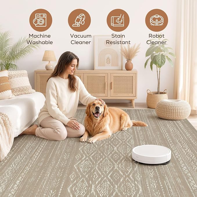 Nakagishi Area Rug Living Room Rugs: 7x9 Large Soft Machine Washable Boho - Image 3