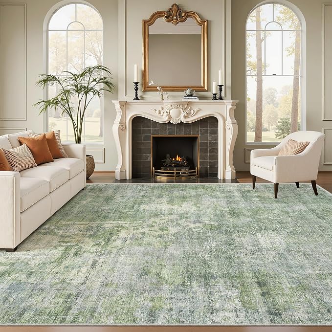 Soalmost 9x12 Area Rugs for Living Room, Non-Slip Machine Washable Vintage Rugs by Soalmost
