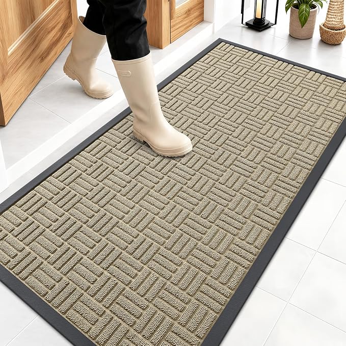 OLANLY Front Door Mat Outside Entrance 47x23, Heavy Duty Sturdy Natural Rubber by OLANLY