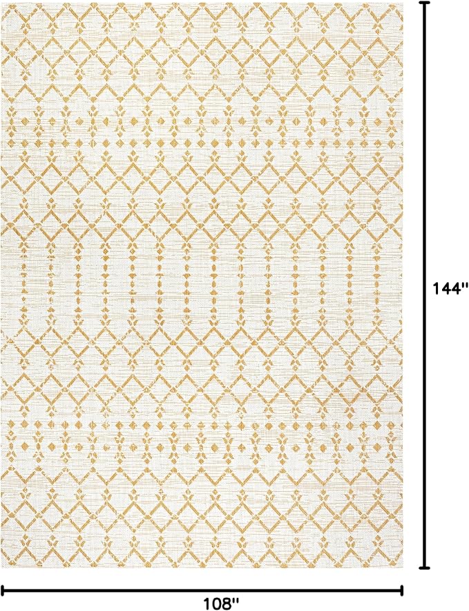 JONATHAN Y Moroccan Geometric Indoor Outdoor Area Rug 9X12 Cream/Yellow - Image 2