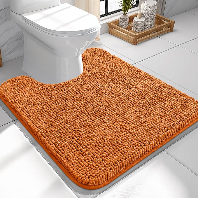OLANLY Toilet Rugs U-Shaped 24x24, Extra Soft Absorbent Chenille Contour by OLANLY