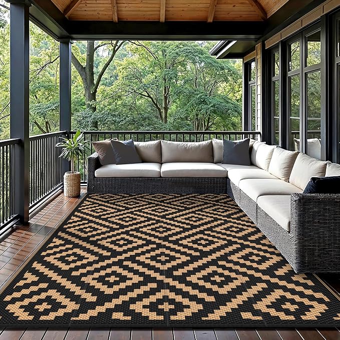 GENIMO Outdoor Rugs 8'x10' Waterproof, Reversible Mats, Area Plastic Straw Rug - Image 7