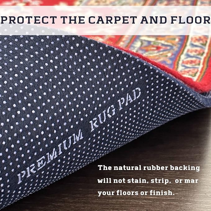 DELLUNA Non-Slip Area Rug Pad 1/4" Thick Double Side Rubber + Felt, Adds - Image 6