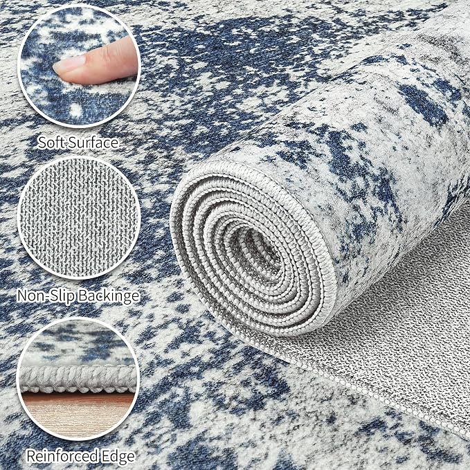 Area Rugs 6x9 Living Room: Large Soft Washable Rug Modern Abstract Anti-Skid - Image 9