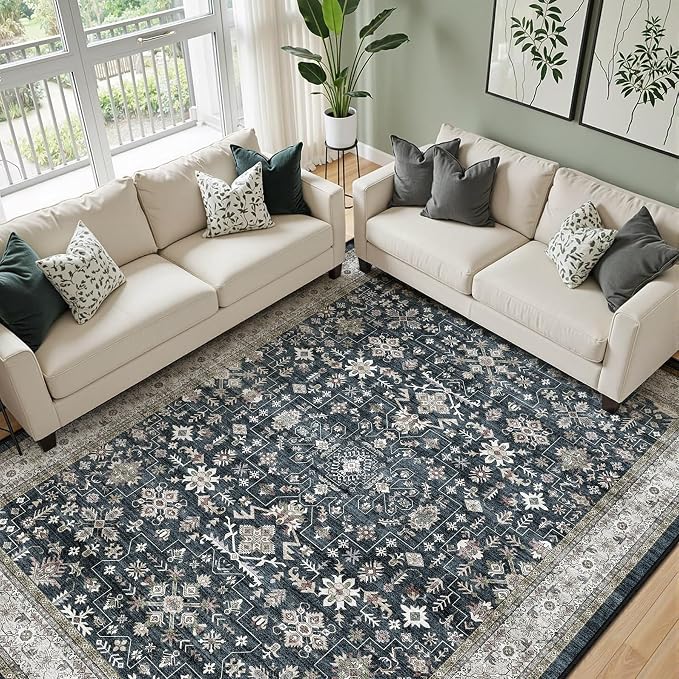 Ashen Farmhouse Washable 8x10 Area Rugs - Image 2