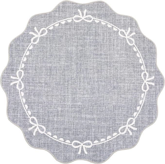 GarveeHome Scalloped Bow Rug for Living Room, 4ft Round Rugs Washable Solid - Image 4