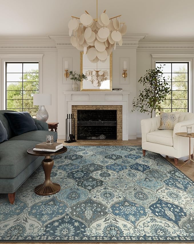 Lahome Moroccan Trellis Washable Rugs 9x12, Soft 9x12 Area Rug by Lahome