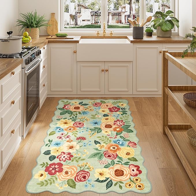 DUKINO 3x5 Area Rug, Floral Non-Slip Indoor Washable Rug - Image 5