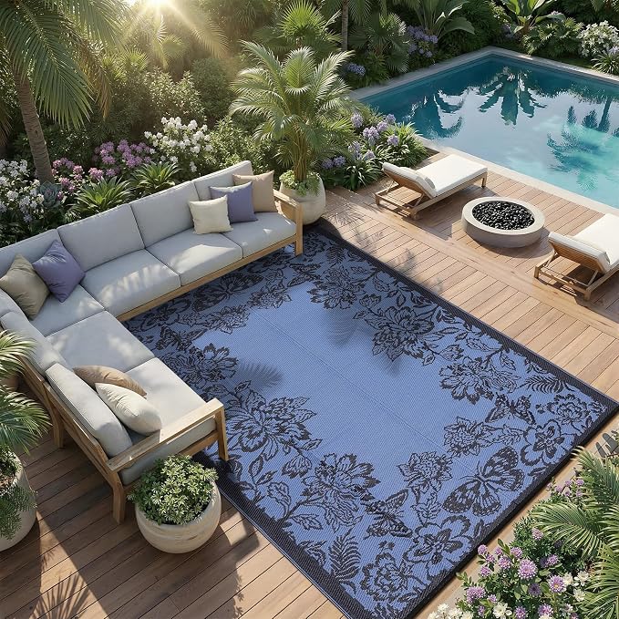Garvee 5’x8’ Waterproof Patio Outdoor Rug, Outdoor Plastic Straw Rug - Image 8