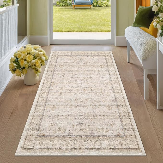 3x6 Wide Area Rugs for Hallways Non Slip, Machine Washable Rug for Kitchen Floor by HazoHaus