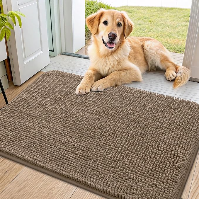 Smiry Dog Door Mat for Muddy Paws 40x24, Absorbent Dirt Trapper, Non-Slip by Smiry