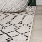JONATHAN Y Moroccan Geometric Indoor Outdoor Square Area Rug 4X4 Cream/Black - Image 7