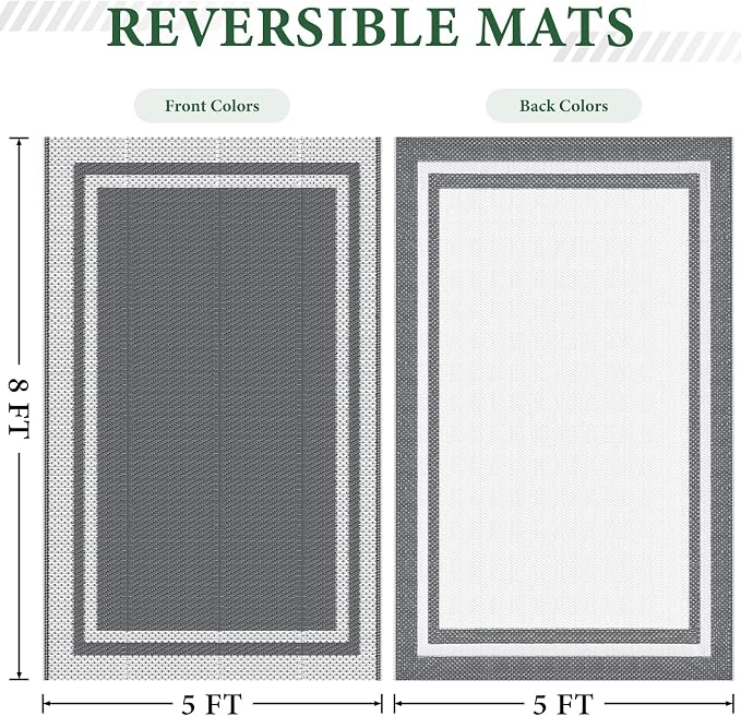 HappyTrends Outdoor Rug Reversible Portable Plastic Straw Camping Rugs - Image 2