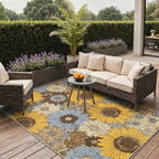 GENIMO Indoor Outdoor Area Rug 5'x7', Machine Washable Rugs by GENIMO