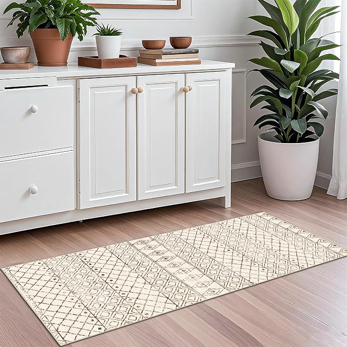 2x5 Rug Runner Boho Geometric: Washable Hallway Moroccan Runners - Image 3
