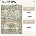 Soalmost 6x9 Area Rugs for Living Room Non-Slip Washable Rugs 6x9 Vintage Rug - Image 3