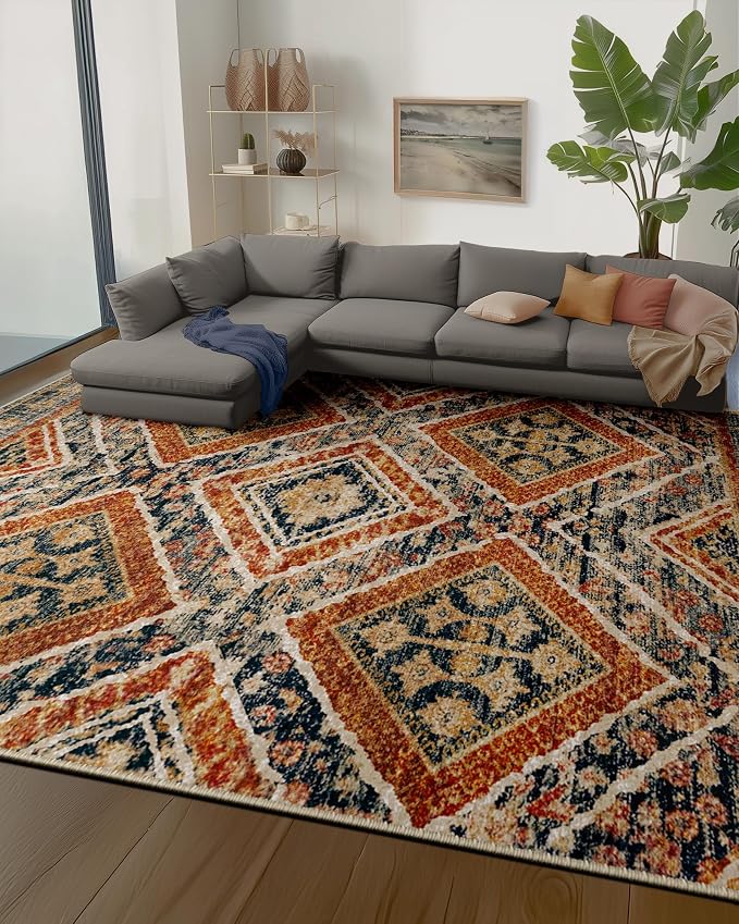 BESTSWEETIE Area Rug 9x12 Rug Machine Washable Non-Slip Low Pile Print Pattern - Image 8