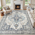 8x10 Washable Area Rugs for Living Room, Large Rug Non Slip Backing Vintage by JessibouAreaRug