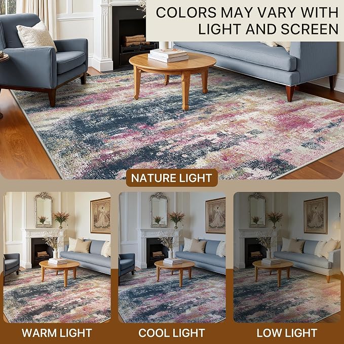 BEIMO Area Rugs 6x9 for Living Room Bedroom, Modern Abstract Machine Washable - Image 6