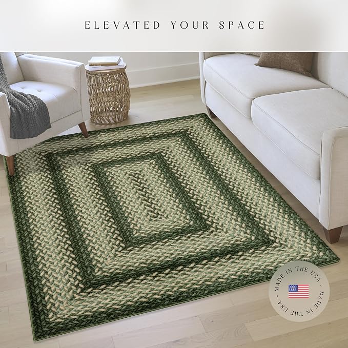 Maples Rugs Marion Bohemian Braided-Style Print Area Rug – Made in USA – Low - Image 2
