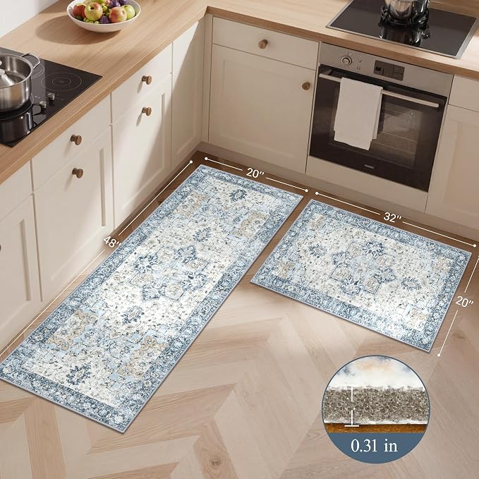 GENIMO Kitchen Rugs Non Slip Washable, Cushioned Standing Mat, Kitchen Runner - Image 2