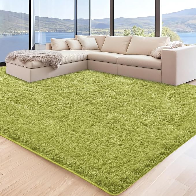 6x9 Green Grass Area Rugs for Living Room, Large Fluffy Shag Rug for Bedroom by Unknown
