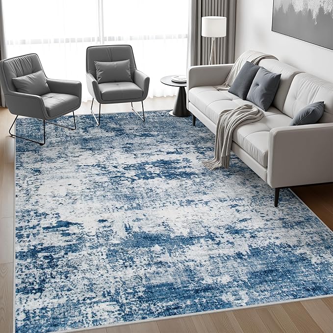 5x7 Area Rug Living Room Rug: Washable Modern Abstract Soft Thin Rug Indoor - Image 3