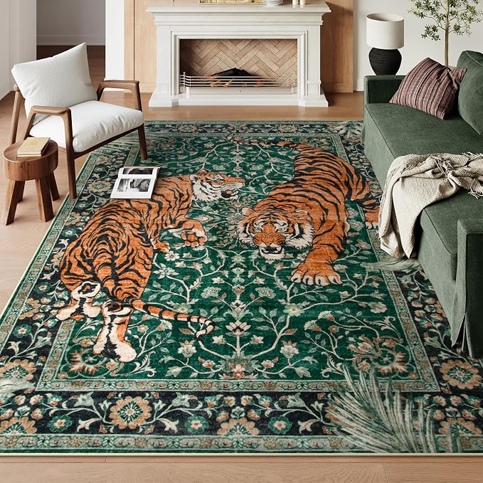 Moynesa Tiger Washable Rugs, 8x10 Area Rugs - Image 8