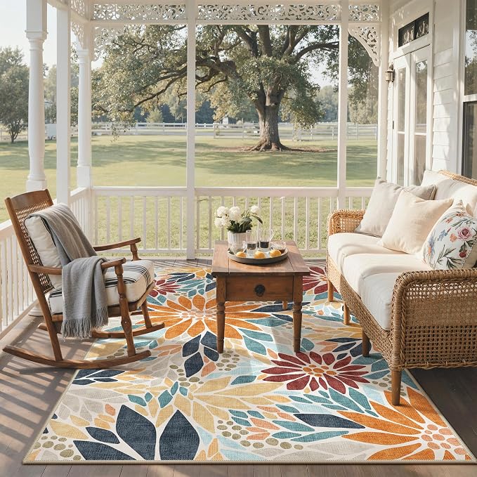 GENIMO Indoor Outdoor Area Rug 6'x9', Machine Washable Rugs - Image 6