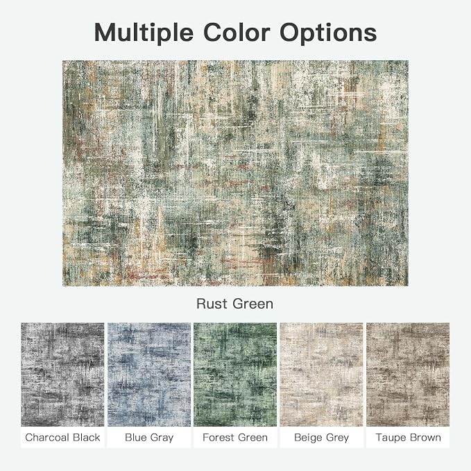 Lofus 9x12 Area Rug for Living Room, Coffee/Green Abstract Large Rugs - Image 7